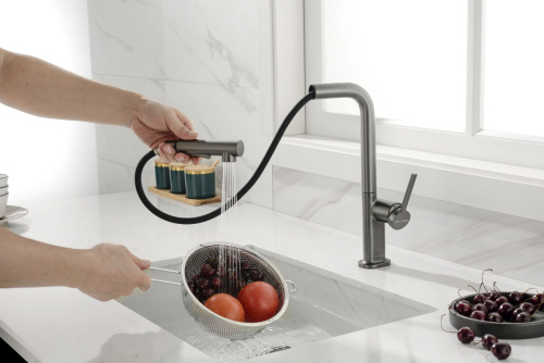 Смеситель для кухни Paulmark NEO Ne214419-GM на мойку серый - фото 5